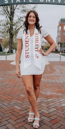 Divided White Ruffle Bodycon Dress