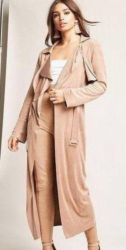 Love Culture  Mocha Suedette Longline Jacket medium