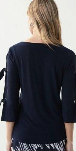 Joseph Ribkoff  220126 Navy Tie Sleeve Top