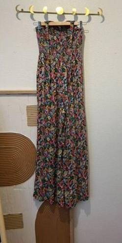 Urban Outfitters UO Lola Bright Colorful Floral Halter Wide Leg Cropped Jumpsuit