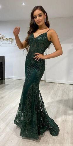 Jovani Emerald Green Sequin Corset Mermaid Prom Dress