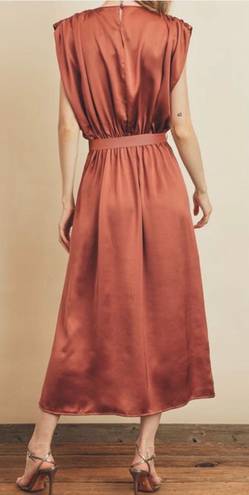 Dress Forum Los Angeles high neck Satin midi terracotta dress