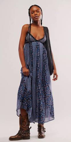 Free People Forever Time Maxi Dress Black Combo Flowy Floral Size Small NWT