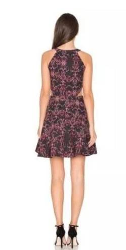 Parker  Black with Red Floral Fit and Flare Rayan Dress Size Small New