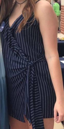 BTG Wrap Navy Striped Dress