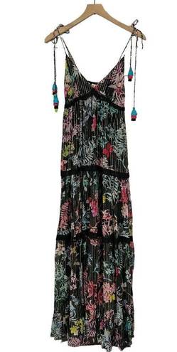 Rococo SAND Moonlight Floral Metallic Maxi Tiered Dress - Small