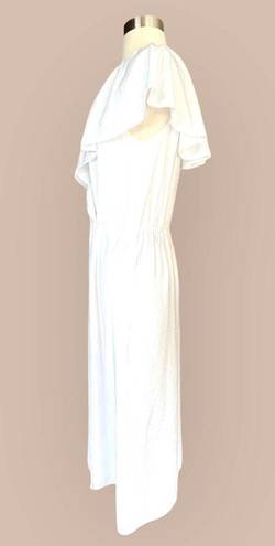 Vince  White Wrap Dress Flutter Sleeve V-Neck Ruffle Cape Midi Designer XS NWOT