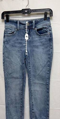 No Bo  Soft Mid Rise Skinny Junior's Size 1 Blue Stretch Jeans BGD-C