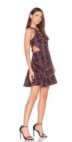 Parker  Black with Red Floral Fit and Flare Rayan Dress Size Small New