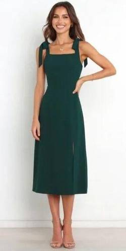 Petal and Pup  Laurel Green Tie Shoulder Side Slit Midi Dress 8