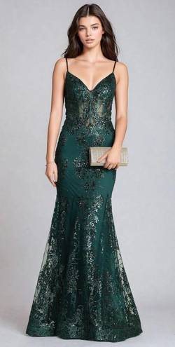 Jovani Emerald Green Sequin Corset Mermaid Prom Dress