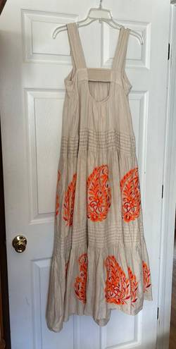 Anthropologie Tiered Cotton Maxi With Embroidery Size XS