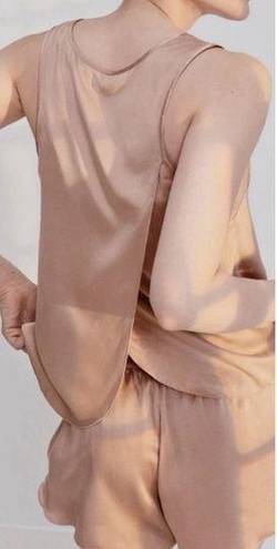 Mulberry Lunya Washable  Silk Split Back Tank Top in Otium Tan Pajamas Lounge