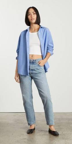 Everlane Oversized Poplin Cotton blue striped shirt