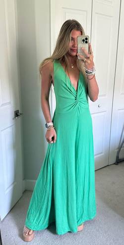 Forever 21 Green Plunge Jumpsuit