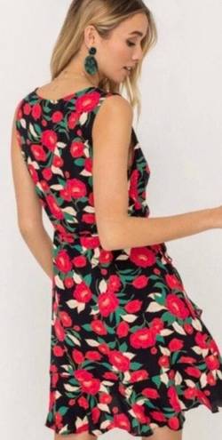 Lush Clothing Lush Wrap Dress Red Black Floral 