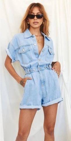 12th Tribe NEVER WORN  Hendrix Short Denim Romper, Size S/M