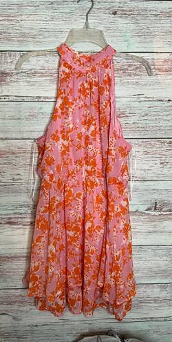 Sienna Sky Dress Orange Pink Floral Print Knee Length