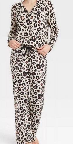 Stars Above Women's Soft Long Sleeve Top and Pants Pajama Set Leopard print L