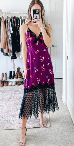 Rebecca Taylor Purple Floral Lace Midi Dress