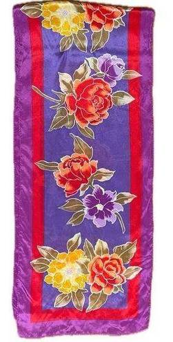 Oscar de la Renta  Silk Floral Scarf Vintage Purple Red