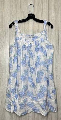 Blossom Eileen West Hydrangea  Mini Chemise Nightgown Cotton Dress size L Large