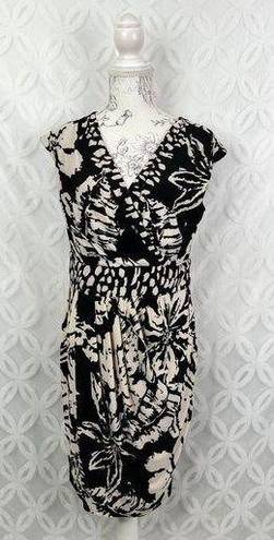 Jones New York  Dress Black/Cream Sleeveless Front Wrap Detail Dress NWT $205