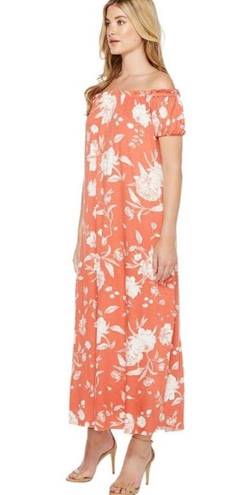 Rachel Pally  Ossiane Chipotle Peony Print Off Shoulder Maxi Dress Medium