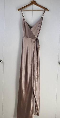 Birdy Grey  Cindy Satin Wrap Bridesmaid Maxi Dress | XS