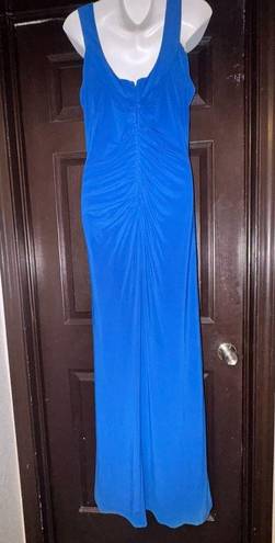 Scarlett  Blue Gown with jeweled neckline rutched back size 10