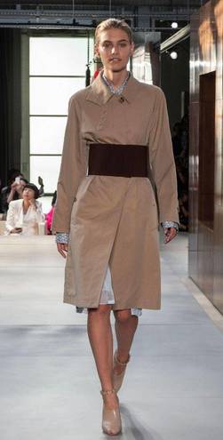 Burberry  Runway Corset-Belt Gabardine Trench Coat