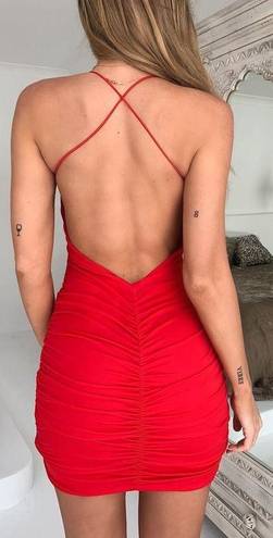 Tiger Mist Red Reese Bodycon Open Back Mini Dress