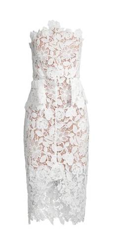 Elliatt Optics Floral Lace Peplum Dress — white & nude