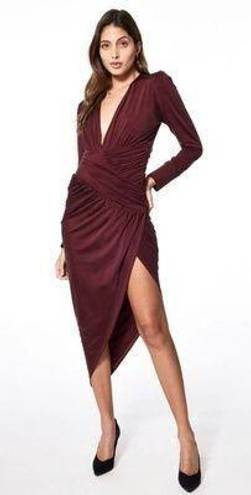 Young Fabulous and Broke  GENESIS Long Sleeve Side Slit Maxi DRESS in Jam Purple S