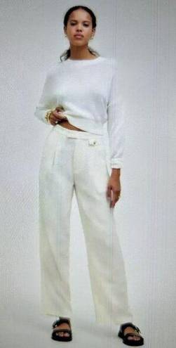 Madewell  The Rosedale High-Rise Straight Crepe Pant Cream Size 2