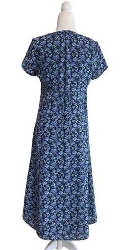 Croft & Barrow  Blue Floral Womens Size 6 Short Sleeve Empire Waist Midi Dress