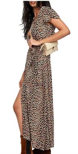 Free People Black Wrap Maxi Dress With Print