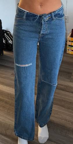 Edikted Low-Rise Fold Over Jeans 