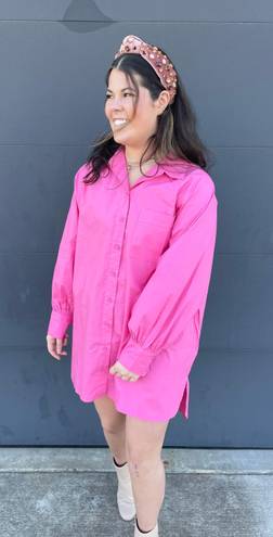 idem Ditto Long Sleeve Pink Button Down Dress