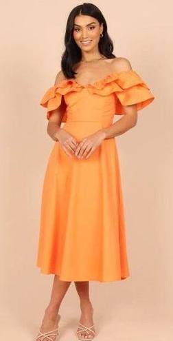 Petal and Pup  Cabo Orange Frill Sleeve Midi Dress M