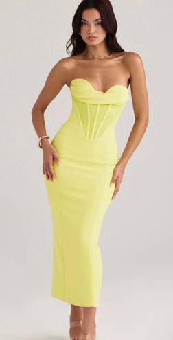 House Of CB Yellow Corset Midi Dress