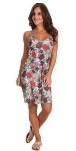 Patagonia  Morning Glory Gray Floral Print Strappy Cross Back Shelf Bra Dress S