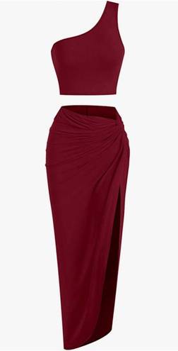 Zaful 2 piece red wine skirt & tank set