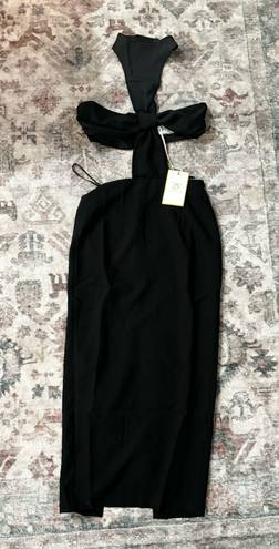 RUNAWAY THE LABEL Black Cutout Turtleneck Bodycon Maxi Dress