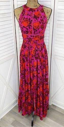 Abel the label Floral Charlotte Halter Maxi Dress Purple Pink XS