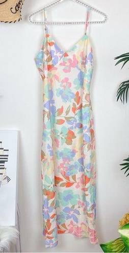 J.ING Macaroon Floral Print Midi Slip Dress Size M