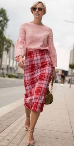 ZARA PLAID MIDI SKIRT