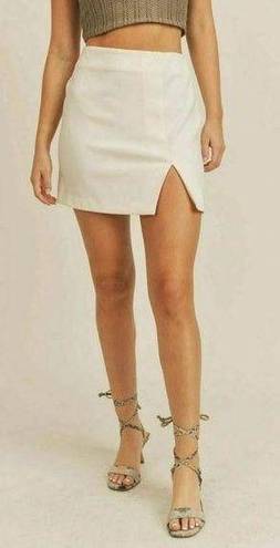 Sage NWT  the Label Standing Here Ivory Side Slit Mini Skirt