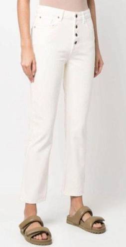 Ba&sh  Amber High Waisted High Rise Straight Leg Jeans Off White Cream Size 8