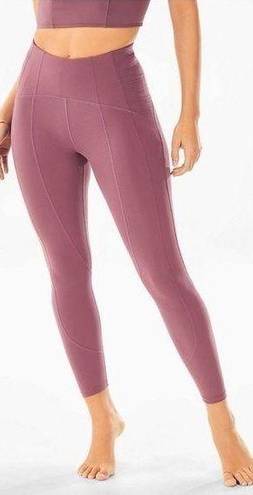 Fabletics Trapunto 7/8 High Waisted Midi Ankle Leggings Corset Quilted Mauve S